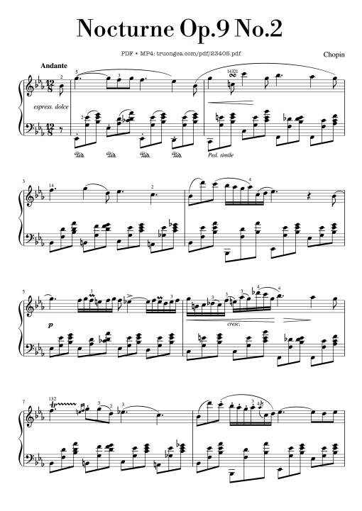 Nocturne Op.9 No.2 Sheet Piano