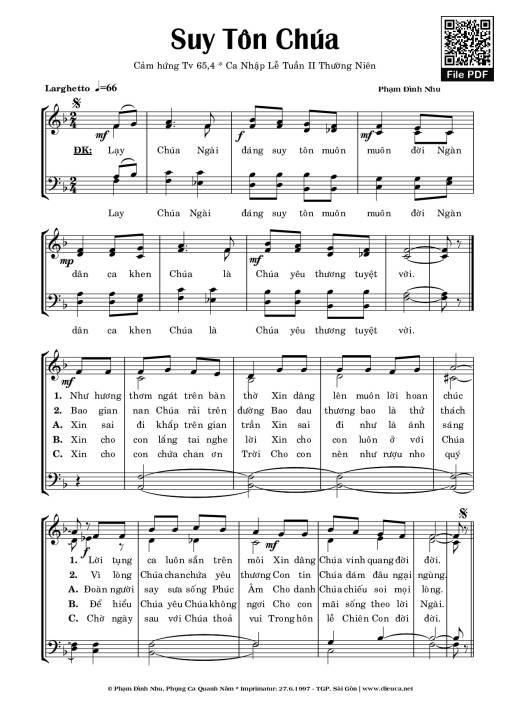 Sheet PDF of Thánh Vịnh 65, Suy Tôn Chúa
