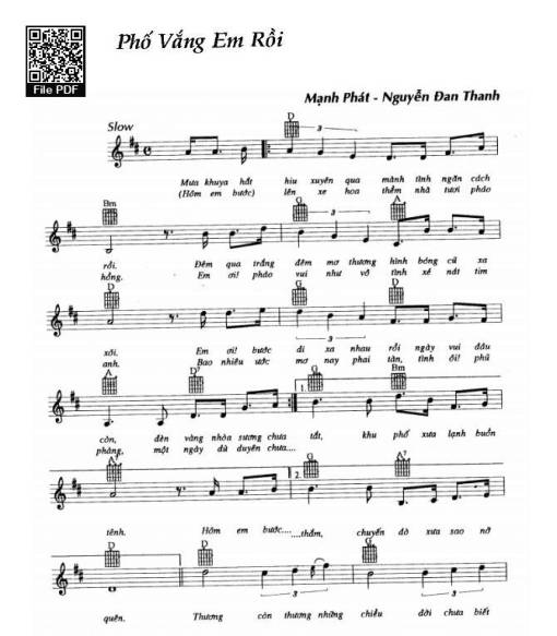 Sheet PDF of Phố vắng em rồi