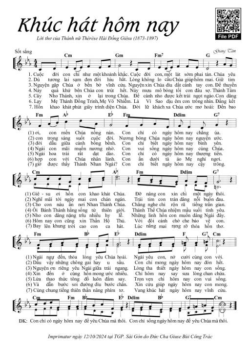 Sheet PDF of Khúc Hát Hôm Nay