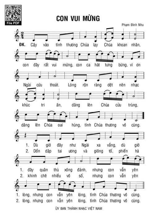 Sheet PDF of Con Vui Mừng - Lm. Phạm Đình Nhu