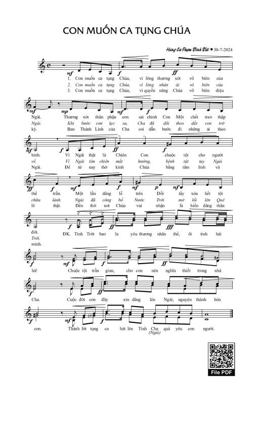 Sheet PDF of Con Muốn Ca Tụng Chúa