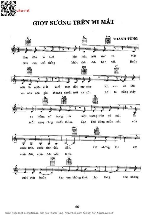 Sheet PDF of Giọt sương trên mí mắt