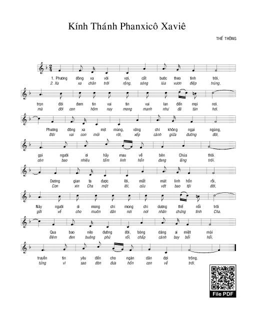Sheet PDF of Kính thánh Phanxico Xavie