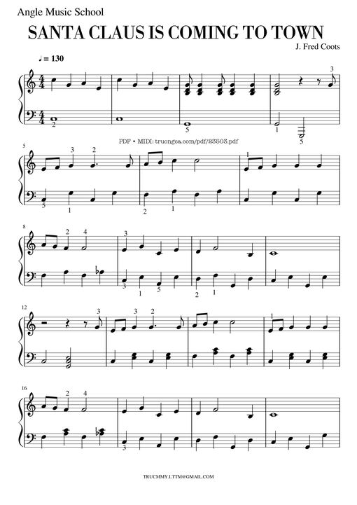 SANTA CLAUS IS COMING TO TOWN Sheet Piano