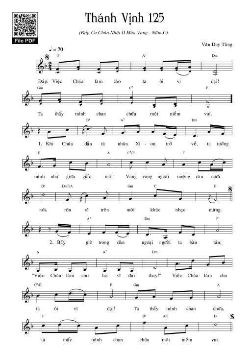 Thánh Vịnh 125, Chúa Nhật 2C Mùa Vọng