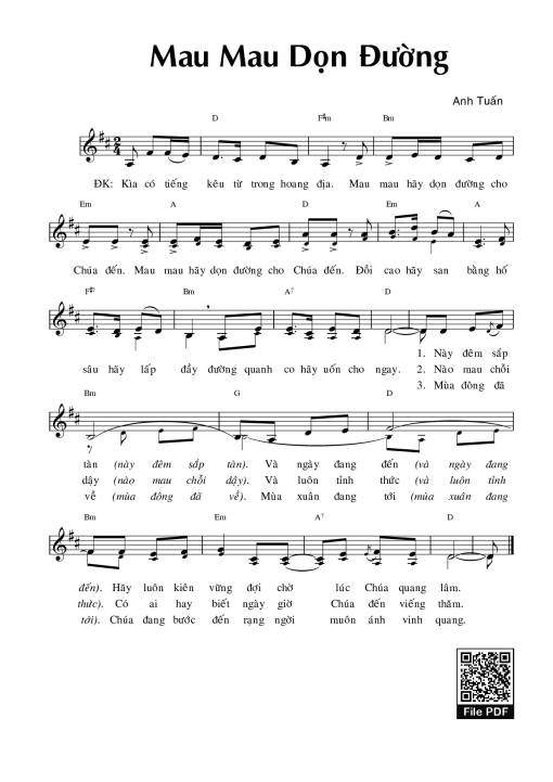 Sheet PDF of Mau Mau Dọn Đường