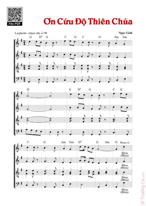 Sheet PDF of Ơn Cứu Độ Thiên Chúa (5 bè)
