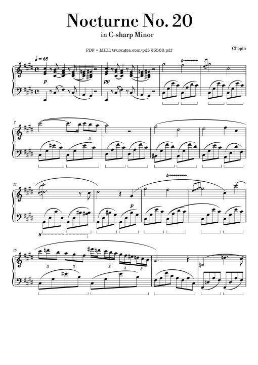 Sheet PDF of Chopin Nocturne in C sharp Minor Sheet Piano