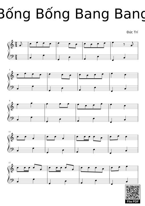 Sheet PDF of Bống Bống Bang Bang Sheet Piano