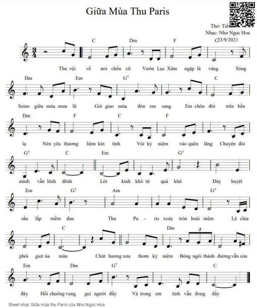 Sheet PDF of Giữa mùa thu Paris