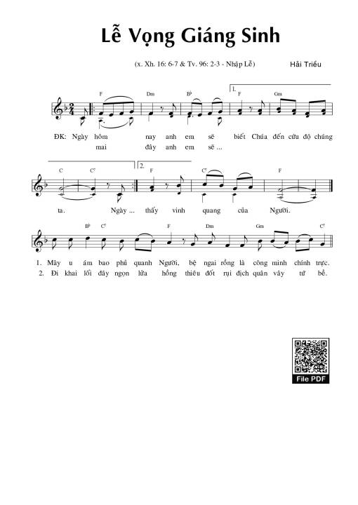 Sheet PDF of Thánh Vịnh 96, Ca Nhập Lễ Vọng Giáng Sinh