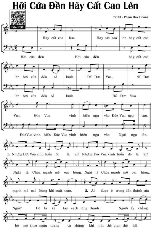 Thánh Vịnh 23, Hỡi Cửa Đền Hãy Cất Cao Lên