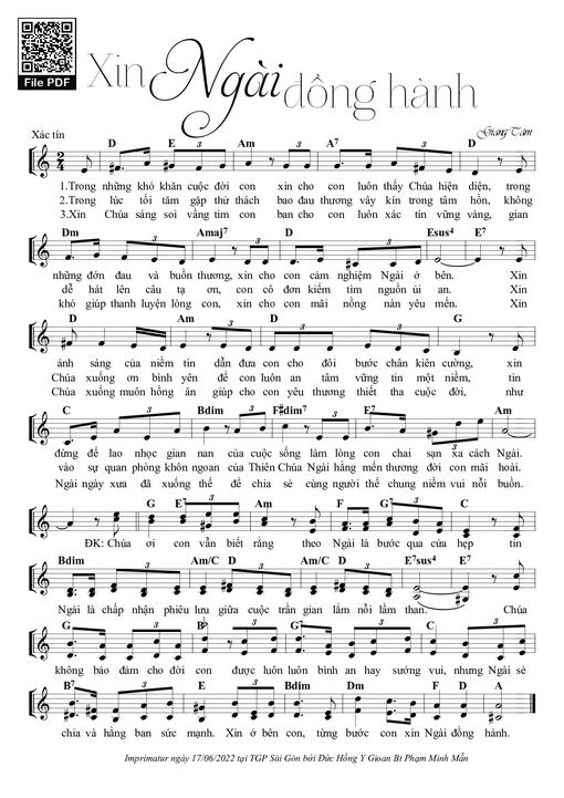 Sheet PDF of Xin Ngài Đồng Hành
