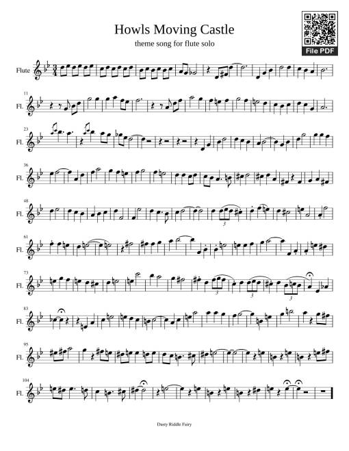 Howls Moving Castle (Flute sheet)