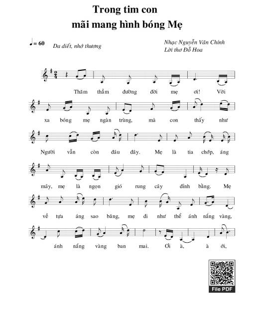 Sheet PDF of Trong tim con mãi mang hình bóng mẹ