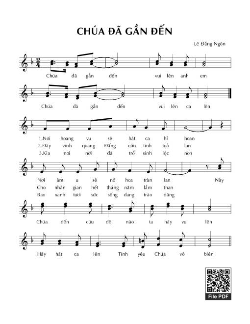 Sheet PDF of Chúa Đã Gần Đến