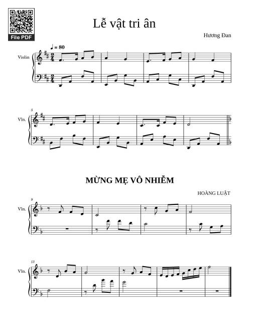 Sheet PDF of Lễ vật tri ân (intro Violin đệm Piano)