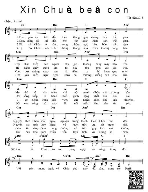 Sheet PDF of Xin Chúa Bên Con