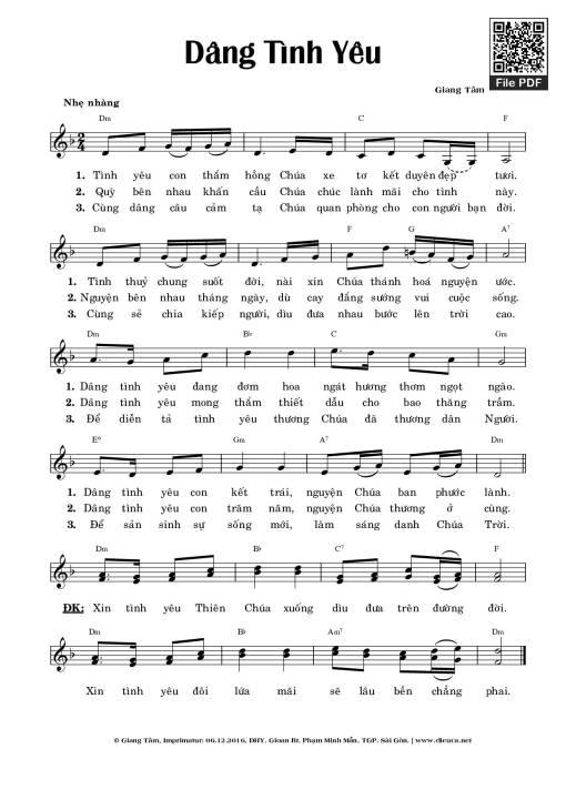 Sheet PDF of Dâng Tình Yêu