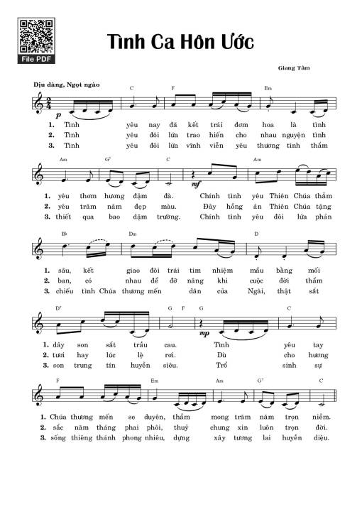 Sheet PDF of Tình Ca Hôn Ước