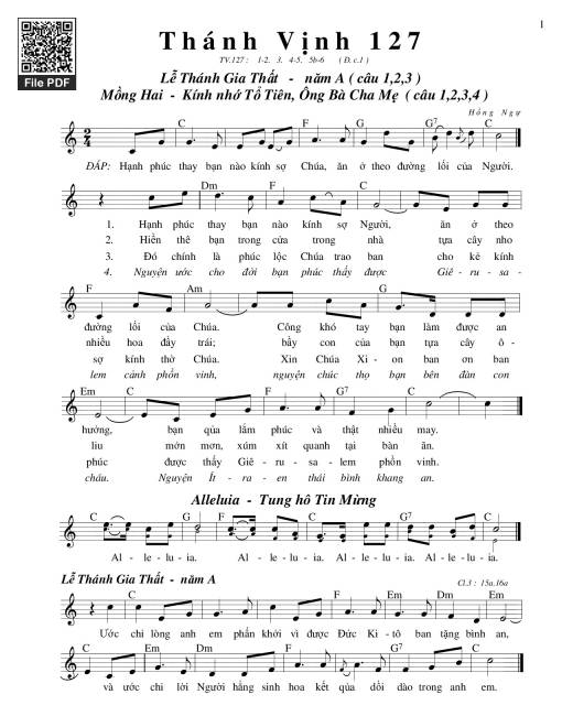 Sheet PDF of Thánh Vịnh 127, Lễ Thánh Gia Thất - Năm A