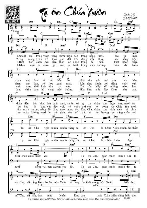 Sheet PDF of Tạ Ơn Chúa Xuân