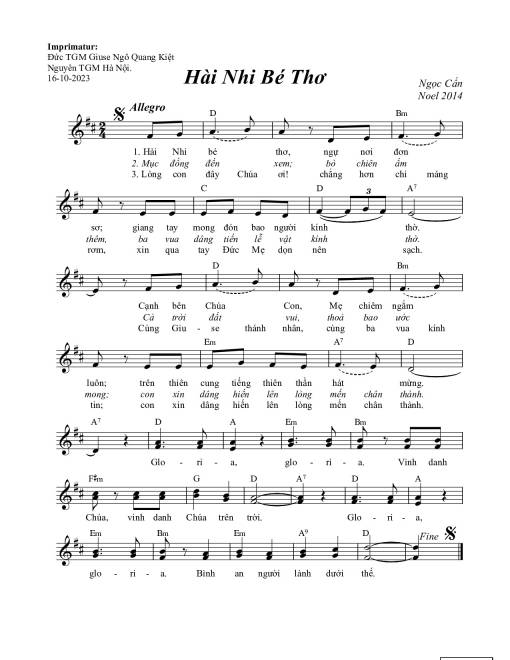 Hài Nhi Bé Thơ - Ngọc Cẩn