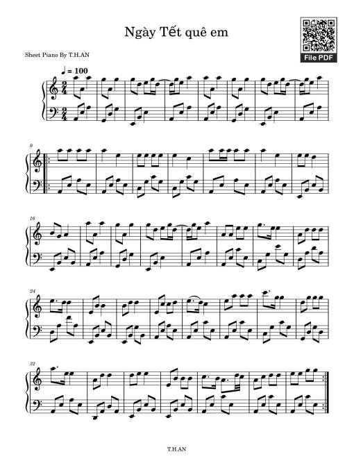 Ngày Tết quê em Sheet Piano