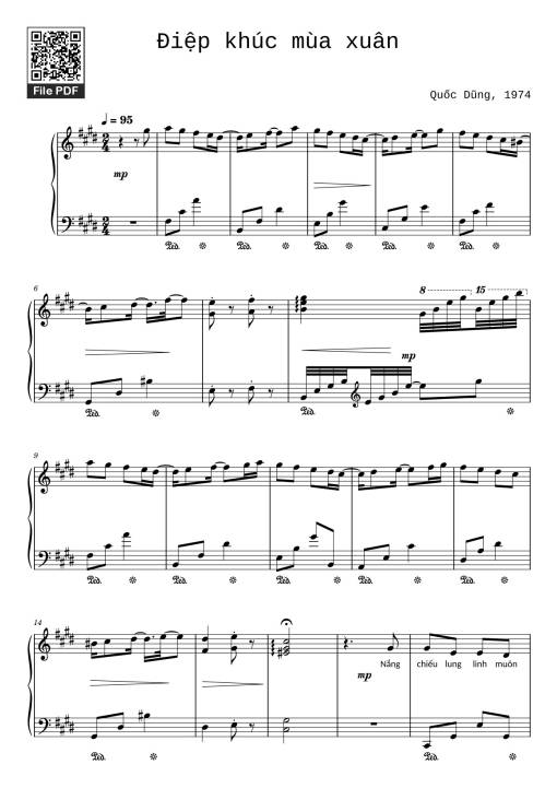Sheet PDF of Điệp khúc mùa xuân Sheet Piano (C♯m)