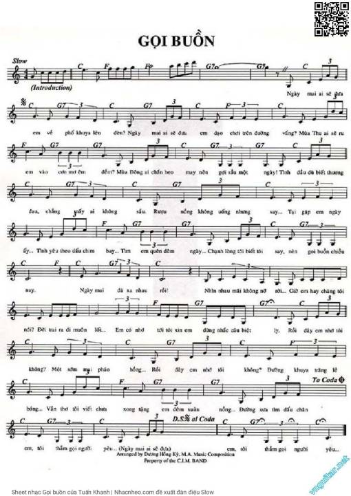 Sheet PDF of Gọi buồn - Tuấn Khanh