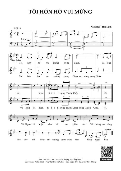 Sheet PDF of Tôi Hớn Hở Vui Mừng