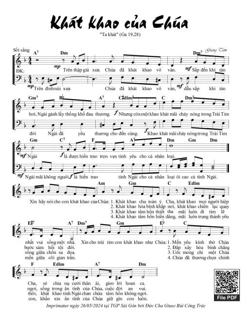 Sheet PDF of Khát Khao Của Chúa