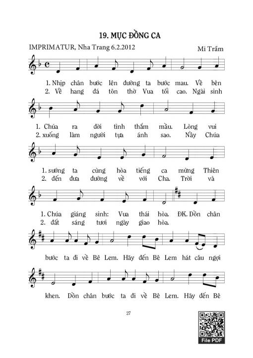 Sheet PDF of Mục Đồng Ca