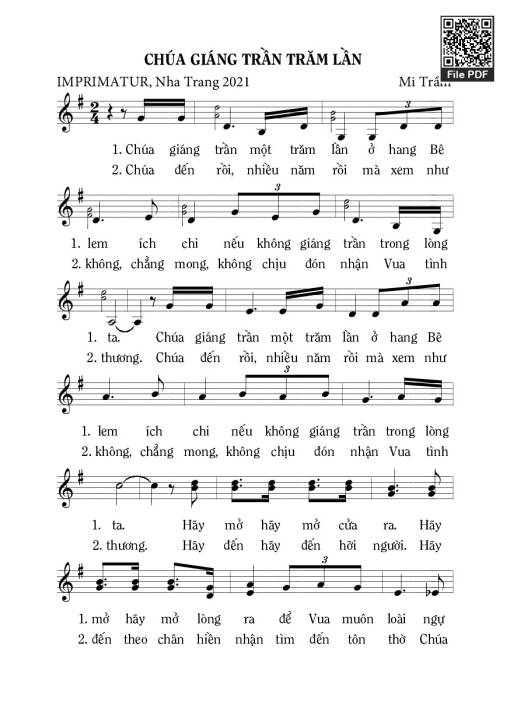 Sheet PDF of Chúa Giáng Trần Trăm Lần
