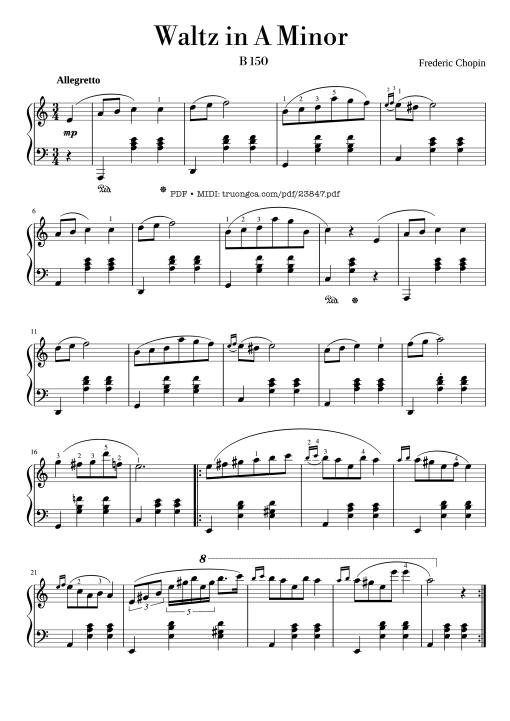 Waltz in A Minor (Chopin) Piano