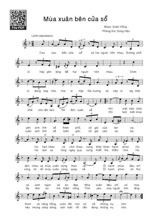 Sheet PDF of Mùa Xuân Bên Cửa Sổ