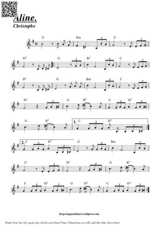 Sheet PDF of Gọi tên người yêu (Aline)