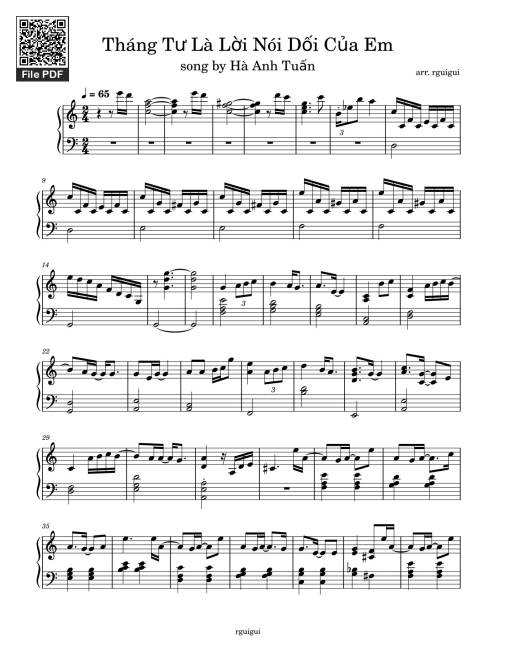 Sheet PDF of Tháng Tư Là Lời Nói Dối Của Em Sheet Piano