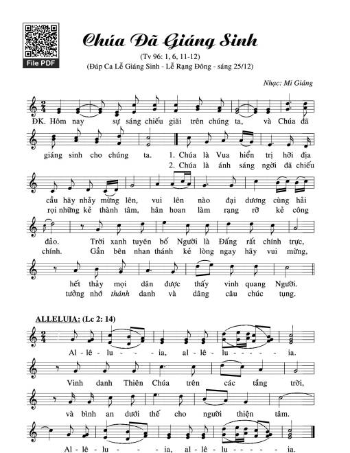 Thánh Vịnh 96, Chúa Đã Giáng Sinh