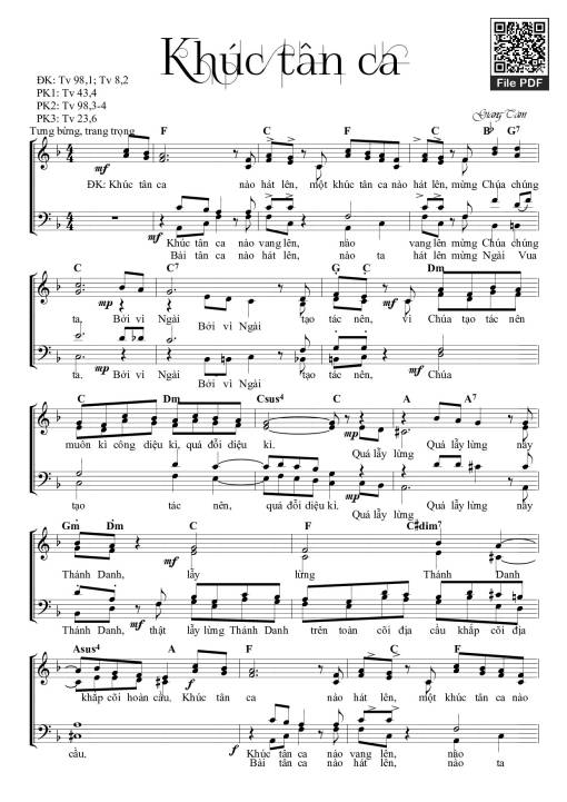 Sheet PDF of Khúc Tân Ca - Giang Tâm