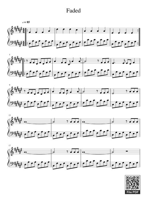 Sheet PDF of Faded Sheet Piano