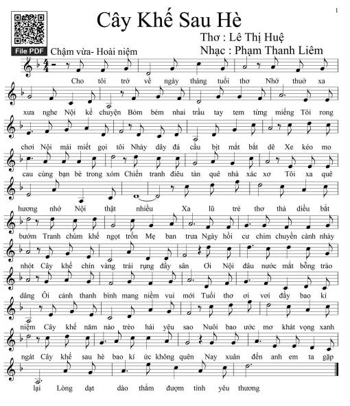 Sheet PDF of Cây khế sau hè