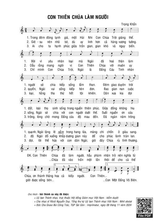 Sheet PDF of Con Thiên Chúa Làm Người