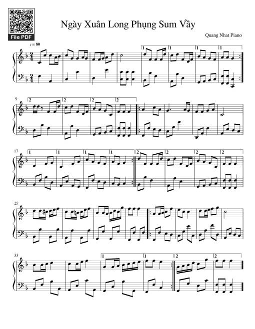 Ngày Xuân Long Phụng Xum Vầy Sheet Piano
