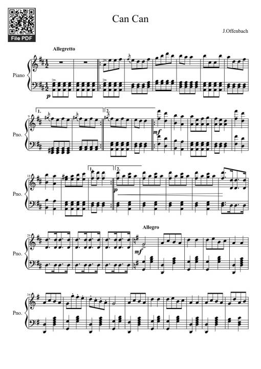 Sheet PDF of Can Can Sheet Piano