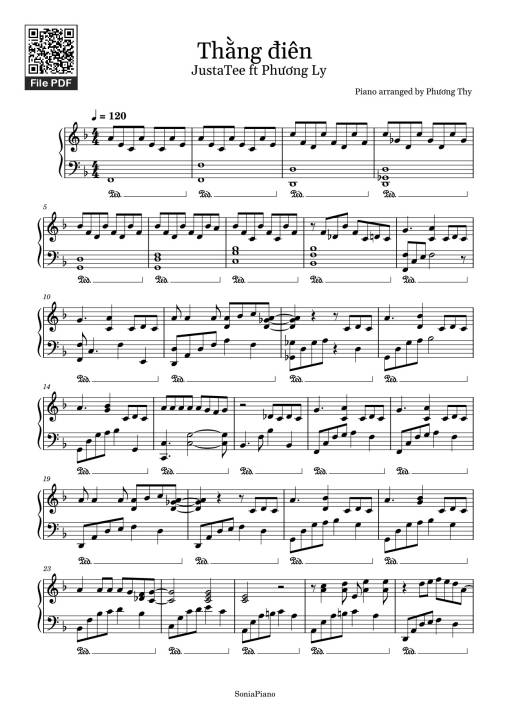 Sheet PDF of Thằng điên Sheet Piano