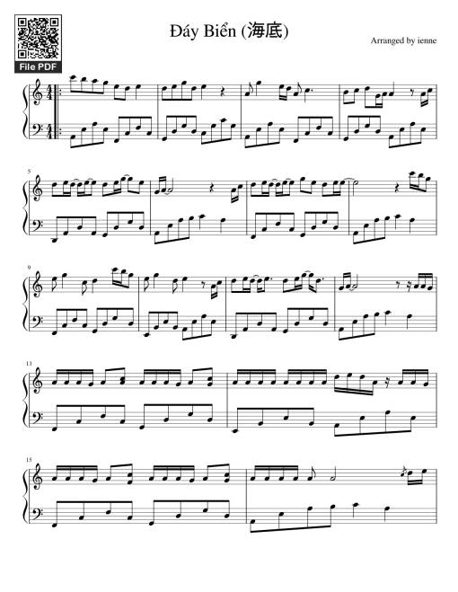 Sheet PDF of Đáy Biển (海底) Sheet Piano