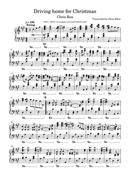 Sheet PDF of Driving home for Christmas Sheet Piano