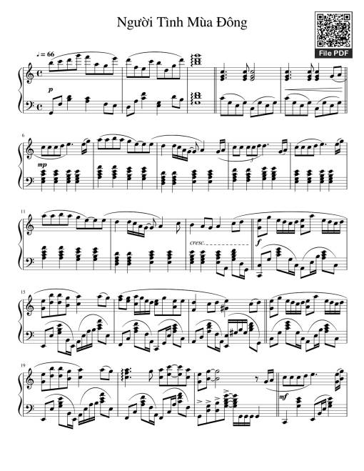 Sheet PDF of Người Tình Mùa Đông Sheet Piano